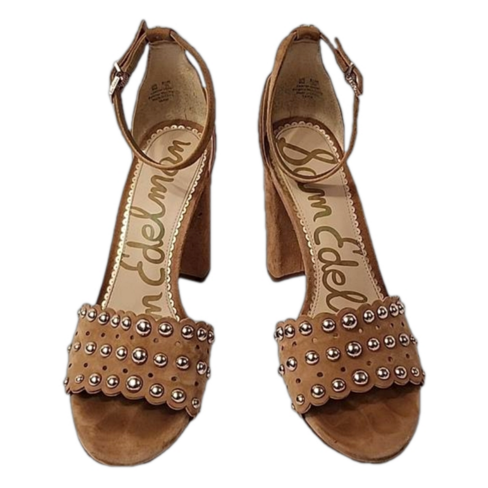 SAM EDELMAN BLOCK HEEL GOLD STUDS  SIZE 8M